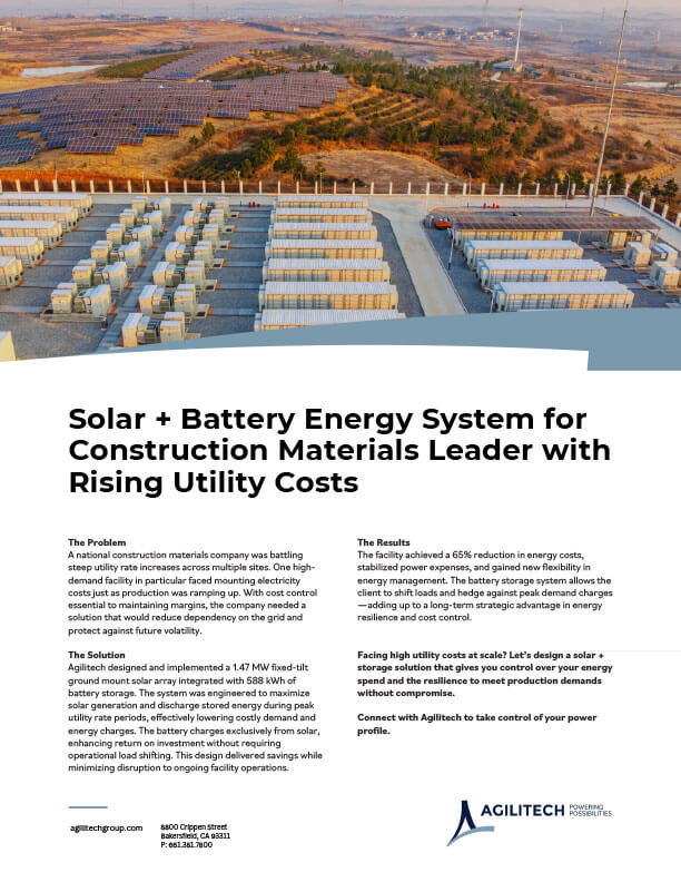 Agilitech project flyer - Solar and battery energy system
