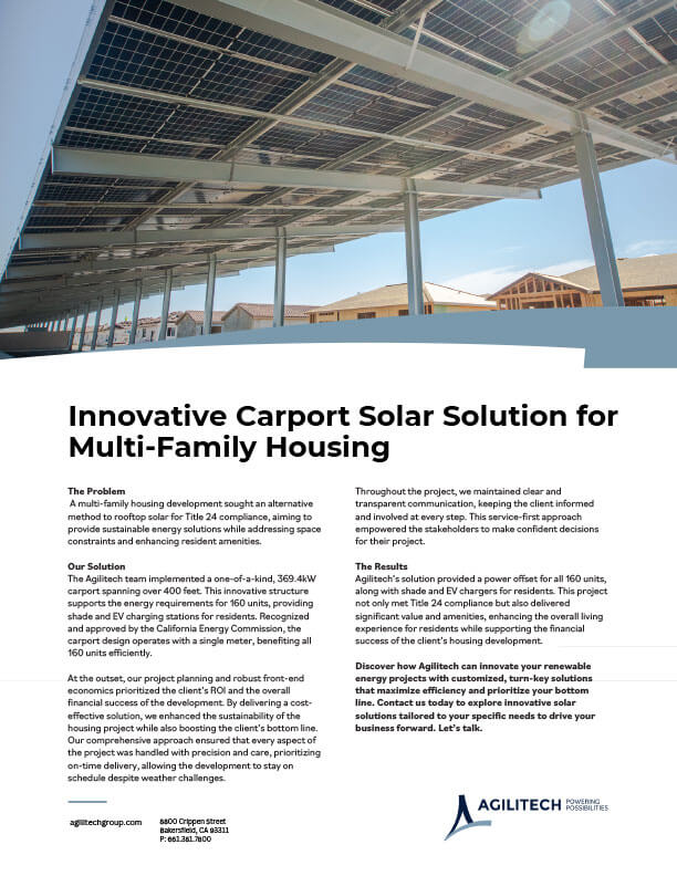 Agilitech project flyer - carport solar solution
